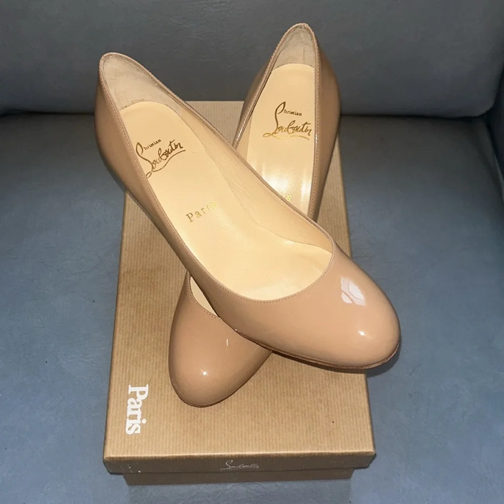 “REASONABLE OFFERS” CHRISTIAN LOUBOUTIN” Simple Pump 70 Patent Calf-Nude 6248 👠 - Picture 3 of 11